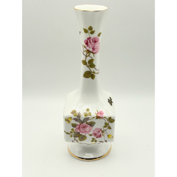 Royal Tara Other - Royal Tara Ireland Fine Bone China Bud Vase Pink Rose Floral Gold Trim 7.5 Inch